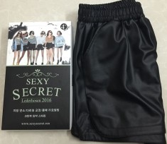 正品韓國(guó)sexy secret李小璐同款時(shí)尚pu皮短褲 松緊腰皮褲女